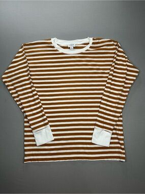 J Crew Factory Long Sleeve Striped Classic Cotton Crewneck Shirt - Womens Small